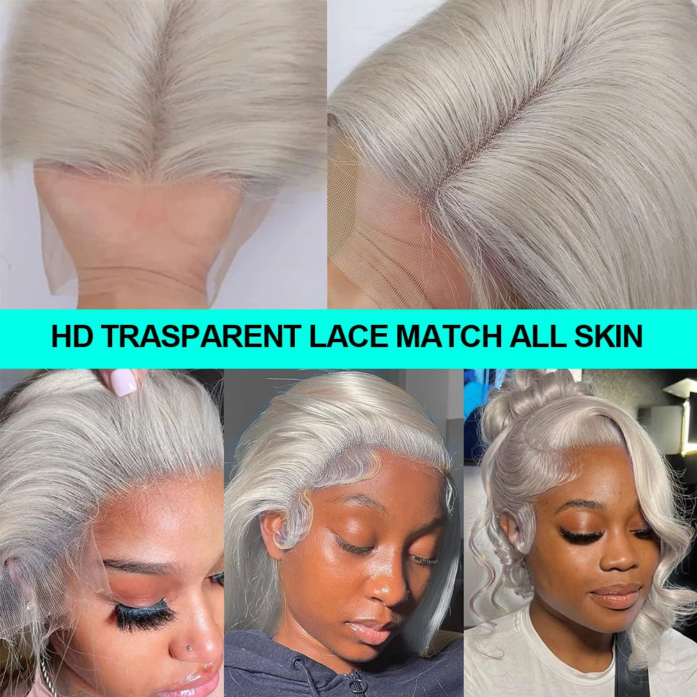 13x6 Silver Grey Body Wave Lace Front Human Hair Wigs Pre Plucked 613 HD Frontal Wigs Brazilian Cosplay Colored Human Hair Wig Fiquetel US Store Store no.: 1104072973