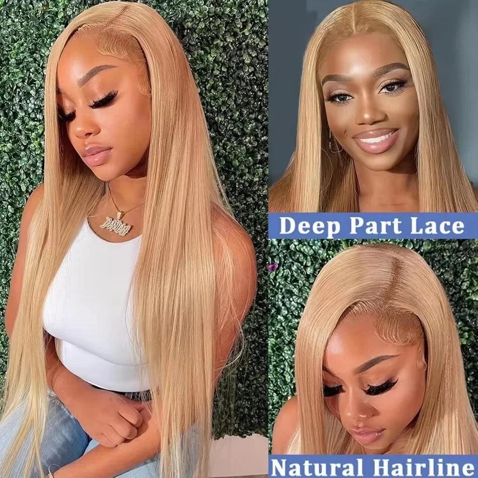 Straight Human Hair Wigs 27 Honey Blonde 13X6 Hd Lace Frontal Wig 100% Human Hair 230 Density Pre Plucked Brazilian Wigs 38 Inch Afybea GlowHair Store 1105053546