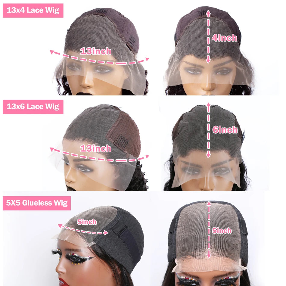 250 Density Loose Deep Wave 30 40 Inches 13x4 Transparent  Lace Front Human Hair Wigs Brazilian Water Curly Lace Frontal Wig POKER FACE Official Store 3440006