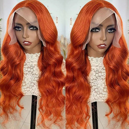 Orange Ginger Lace Front Wigs Human Hair Body Wave 13x6 HD Lace Frontal Wig Colored Brazilian Hair Wig 13x4 Transparent Lace Wig HEYJU Hair US Store Store ID 1103597371