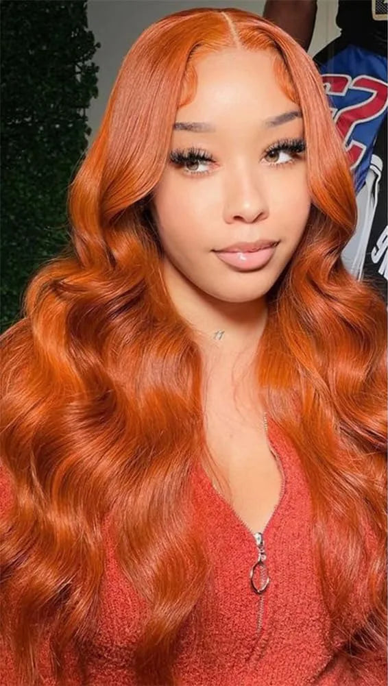 Ginger Human Hair Wig Body Wave Frontal Wig 13X6 Human Hair 30 Inch Lace Front Wigs Colored Brazilian Hair For Women 200 Density HairStar Wigs