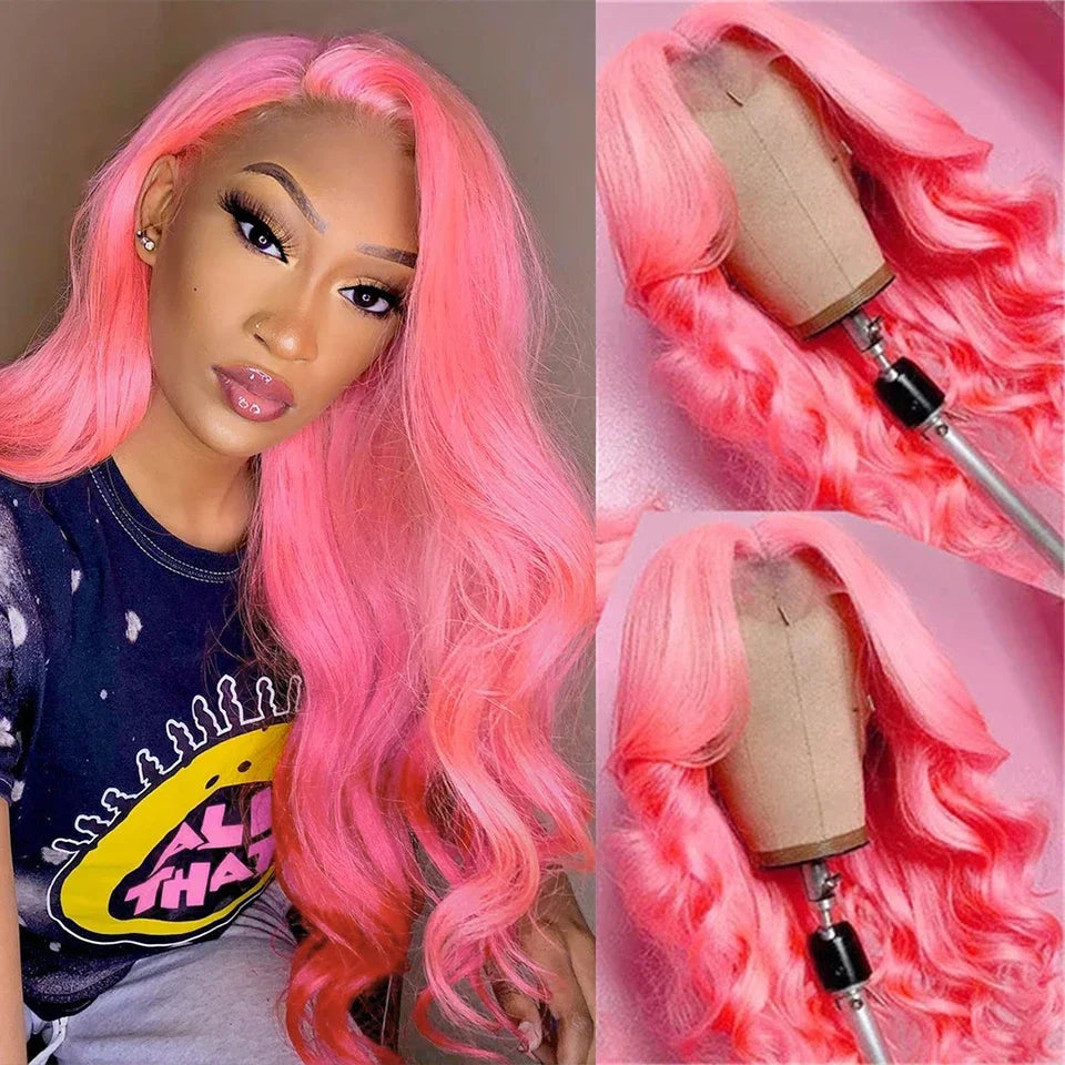 30 Inch Pink Lace Front Wig Human Hair 13x6 Water Wave Hd Lace Frontal Wig For Women Body Wave Brazilian Light Pink Colored Wigs HEYJU Hair US Store Store ID 1103597371