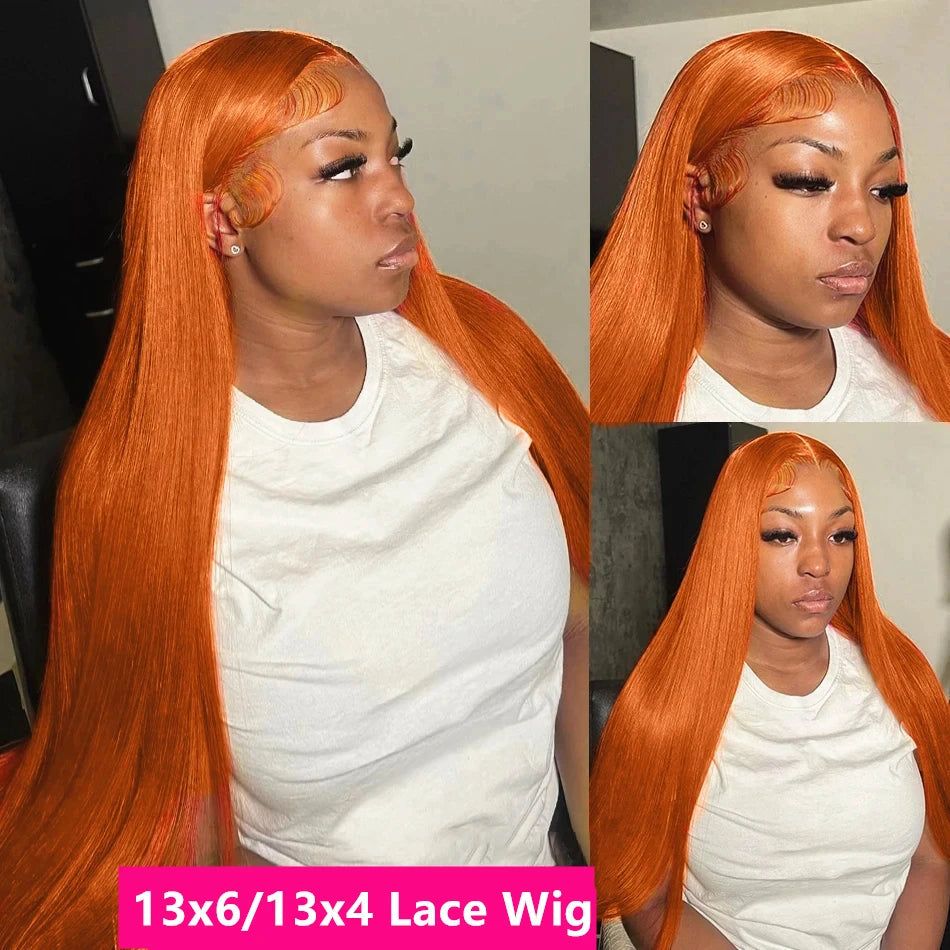 Silkwave 36 Inches Straight Ginger Orange Lace Front Human Hair Wig 13x4 13x6 HD Lace Frontal Colored Wigs Prep lucked For Women Silkwave Official Store 911103017