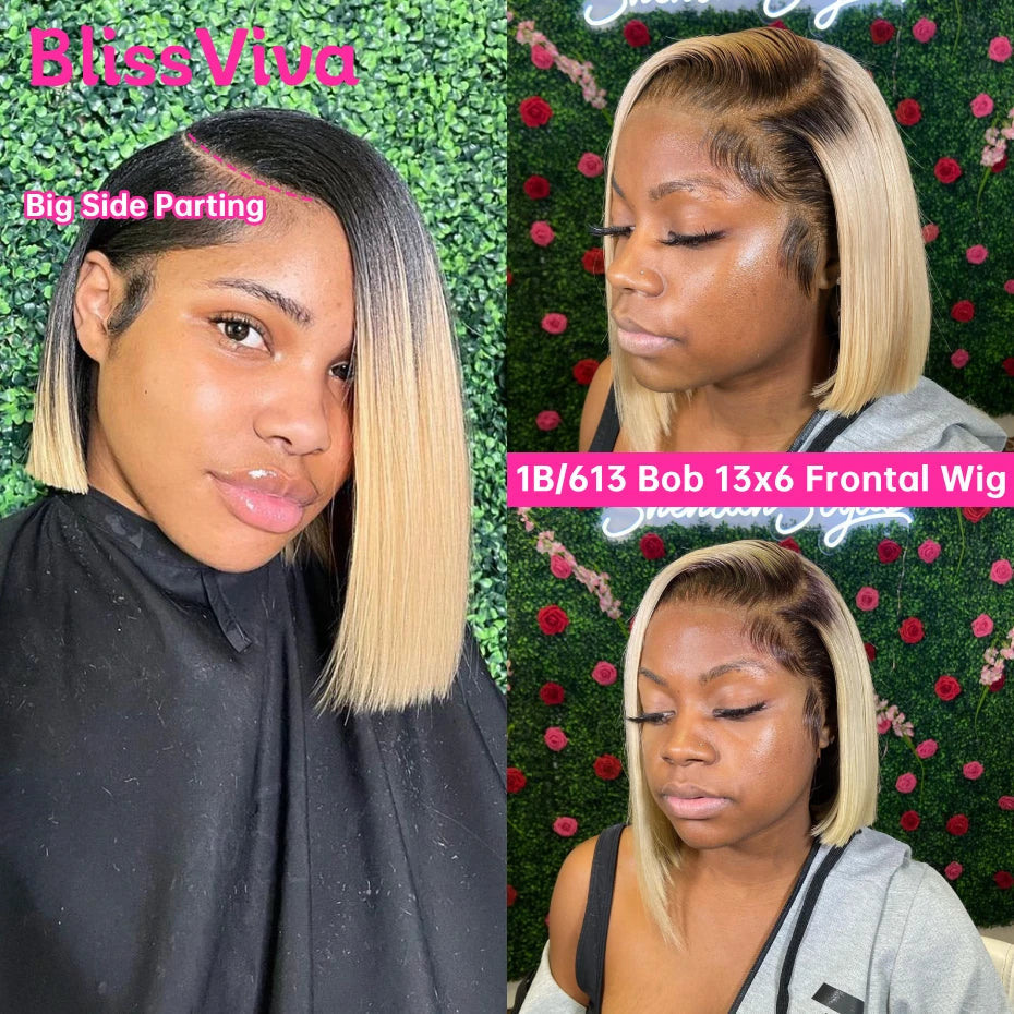 13x6 Short Bob Wigs Silver Grey Lace Front Wigs Human Hair Pre Plucked Ash Gray Blonde 613 Lace Frontal Wig Human Hair Bob Wig BlissViva Hair Store 1103372311