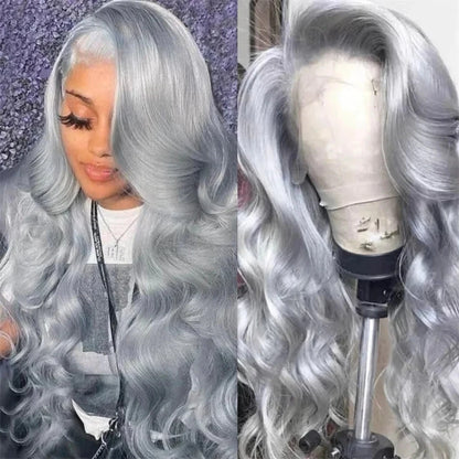 13x6 Silver Grey Colored Lace Front Wigs For Women 613 Blonde Body Wave Lace Frontal Human Hair Wig Pre Plucked Highlight Ombre CEXXY Hair Oversea Store Store ID 1103580741