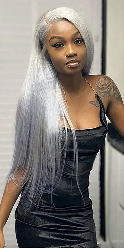 Silver Grey Straight Wigs Human Hair Brazilian 13x6 HD Lace Frontal Colored 613 Wigs Pre Plucked With Baby Hairline 200% Density Hairsoboom Store Store no.: 1103586186