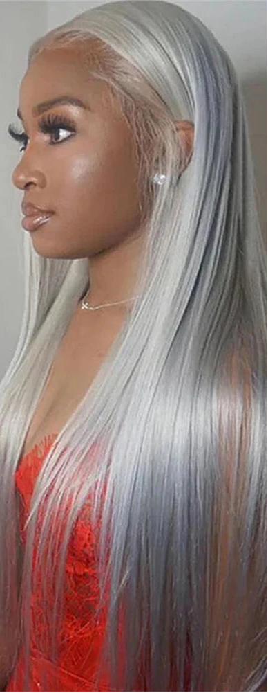 Straight Wig HD Lace – Silver Grey - 13x6 – Glacier