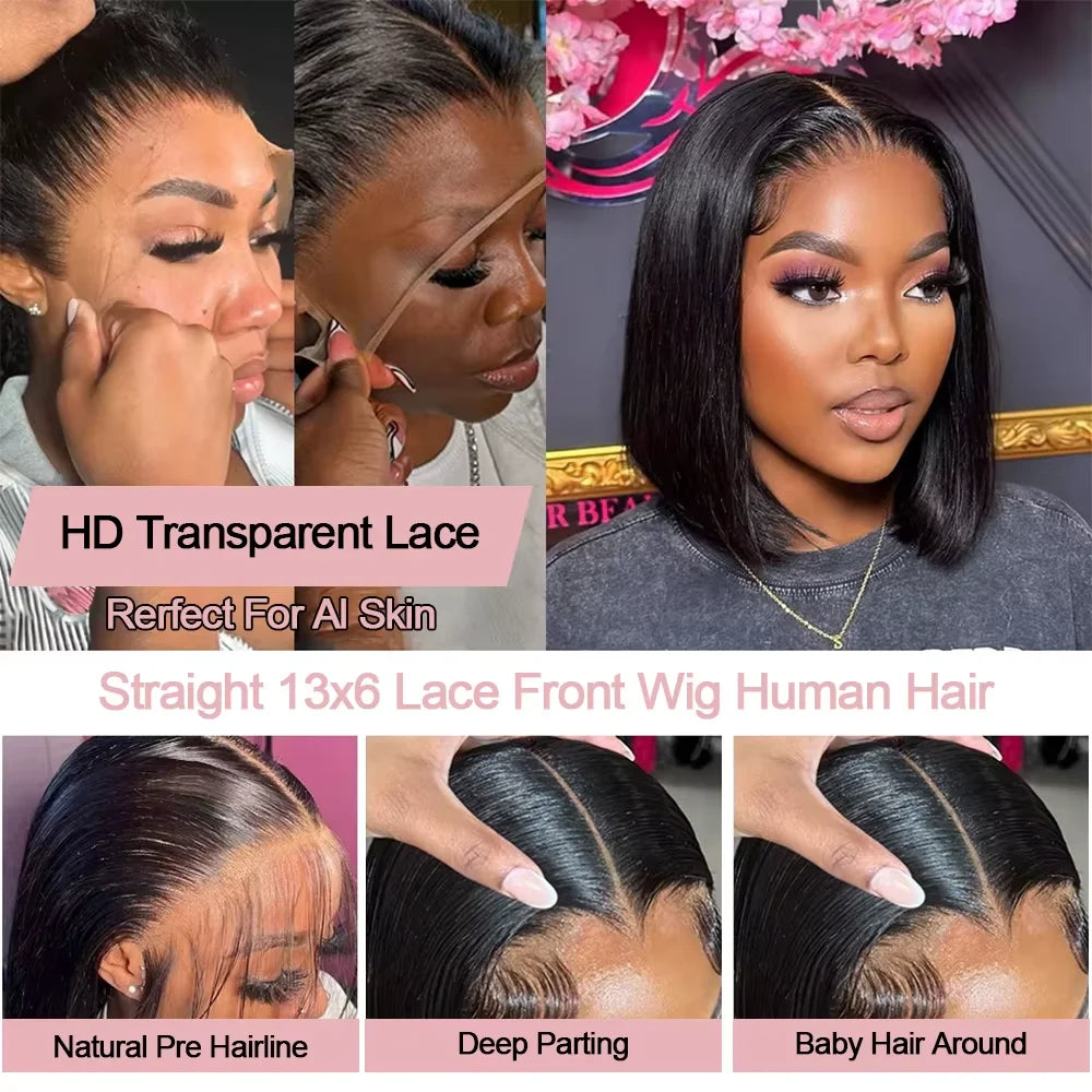 13x6 Lace Frontal HD Straight Bob Wig 13x4 Bone Short Bob Wig Human Hair Human Hair 4x4 5x5 Glueless Lace Front Wigs 230 Density HairStar Wigs