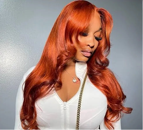 Ginger Human Hair Wig Body Wave Frontal Wig 13X6 Human Hair 30 Inch Lace Front Wigs Colored Brazilian Hair For Women 200 Density HairStar Wigs