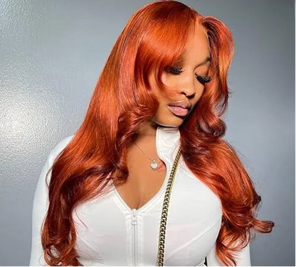 Ginger Human Hair Wig Body Wave Frontal Wig 13X6 Human Hair 30 Inch Lace Front Wigs Colored Brazilian Hair For Women 200 Density HairStar Wigs