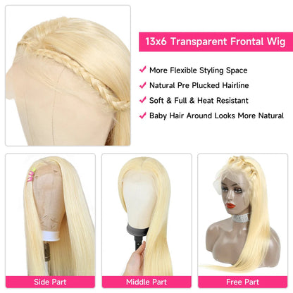 13x6 360 Lace Wig Human Hair Pre Plucked 613 Blonde Colored Lace Front Wigs Bone Straight Ponytail Human Hair Lace Frontal Wig XINXIYA WIG US Store Store ID 1103576649