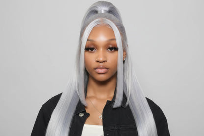Silver Grey Straight Wigs Human Hair Brazilian 13x6 HD Lace Frontal Colored 613 Wigs Pre Plucked With Baby Hairline 200% Density Hairsoboom Store Store no.: 1103586186
