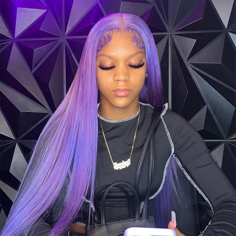 Straight Purple HD Lace Front Human Hair Wigs For Women Pre Plucked Brazilian Colored 13x4 Lace Frontal Wig Glueless Wigs Sale Aliwig Official Store 5054205