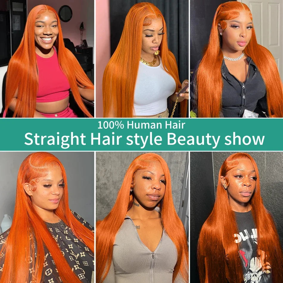 Silkwave 36 Inches Straight Ginger Orange Lace Front Human Hair Wig 13x4 13x6 HD Lace Frontal Colored Wigs Prep lucked For Women Silkwave Official Store 911103017