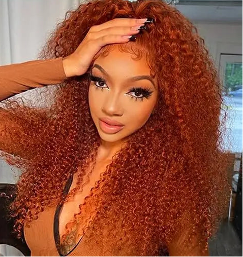 30 inch Ginger Orange Water Wave Lace Front Wigs Human Hair Colored 13x4 HD Transparent Lace Frontal Wig For Women 180% Density HairStar Wigs