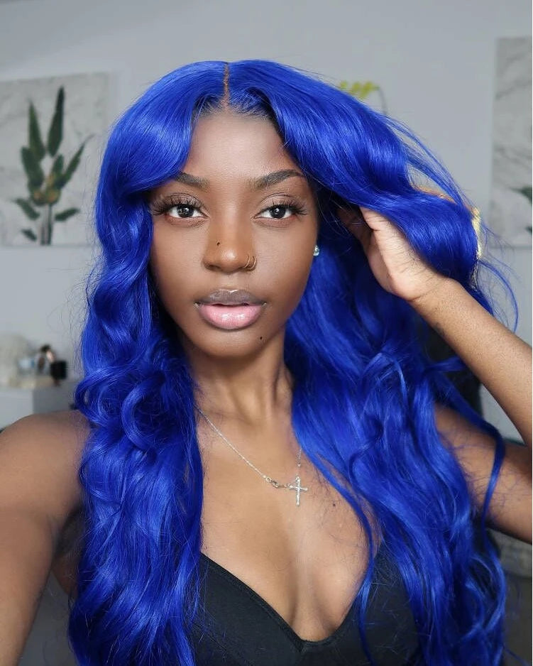 Dark Blue 13x4 Lace Front Wigs Body Wave 100% Human Hair Navy Blue Colored 13x6 Hd Lace Frontal Wigs Pre Plucked Brazilian Wigs Aliwig Store Store ID 1103577386