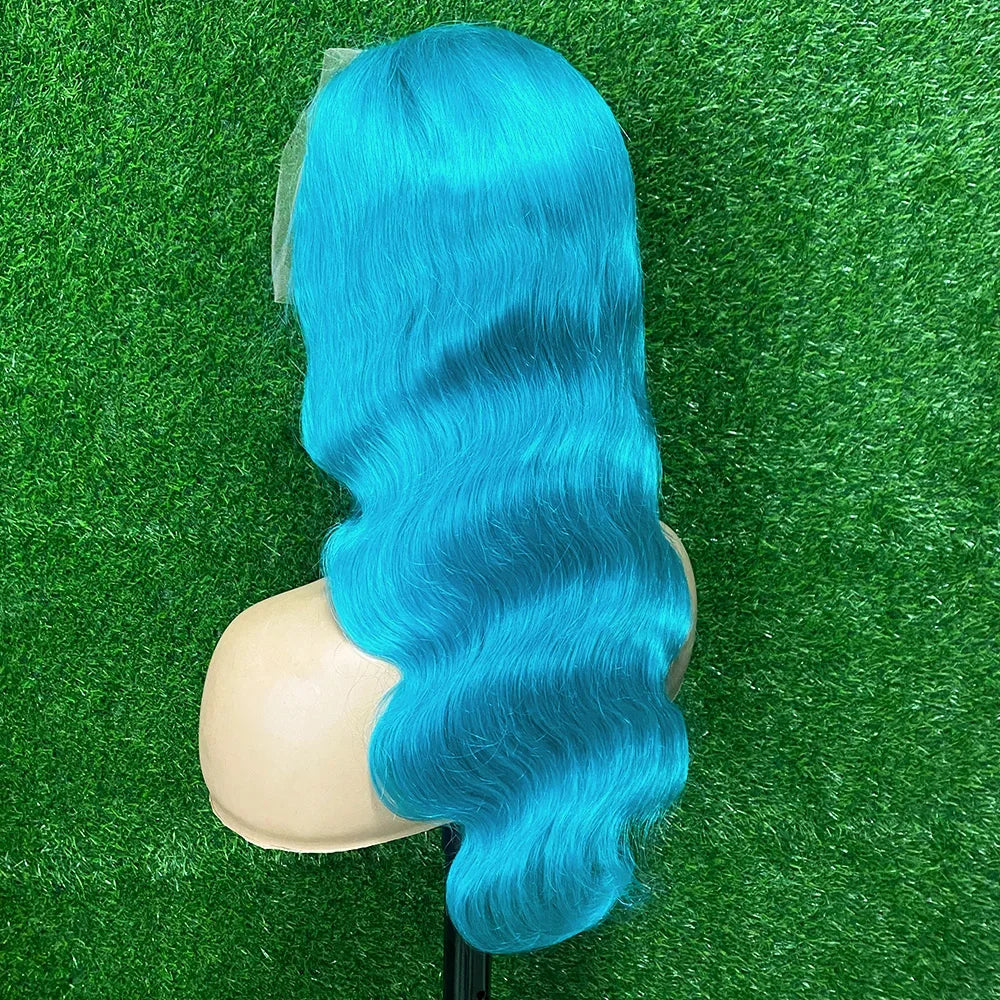 Mint Green Brazilian Human Hair Wig 13X6 HD Transparent Lace Front Pre Plucked 180 250 Density Body Wave 28 Inch Wigs For Women XINXIYA WIG US Store Store ID 1103576649