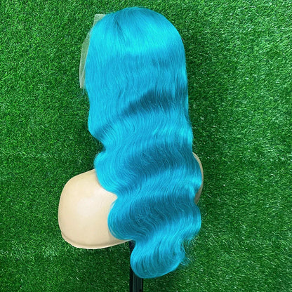 Mint Green Brazilian Human Hair Wig 13X6 HD Transparent Lace Front Pre Plucked 180 250 Density Body Wave 28 Inch Wigs For Women XINXIYA WIG US Store Store ID 1103576649