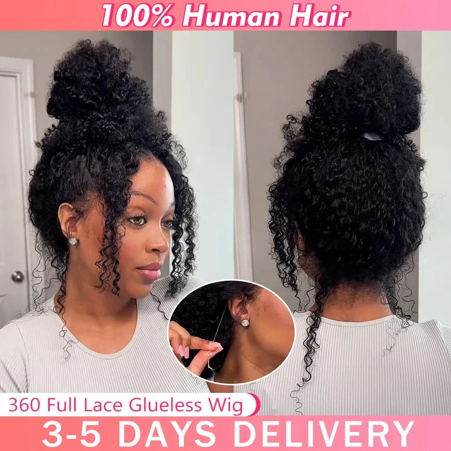 360 HD Full Lace Front Wigs Curly Wig 100% Brazilian Human Hair Pre Plucked Deep Wave Invisible Strap Glueless Wig Water Wave Inksoda Hair Store Store no.: 1104801055