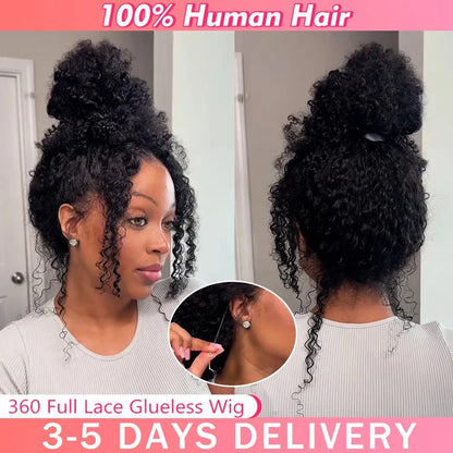 360 HD Full Lace Front Wigs Curly Wig 100% Brazilian Human Hair Pre Plucked Deep Wave Invisible Strap Glueless Wig Water Wave Inksoda Hair Store Store no.: 1104801055