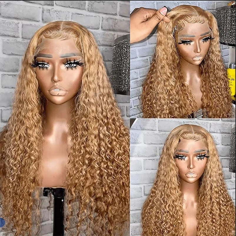 13x6 Deep Wave Lace Front Wigs Human Hair Honey Blonde HD Transparent Lace Frontal Wigs Human Hair #27 Curly Wigs Human Hair Wig HairStar Wigs
