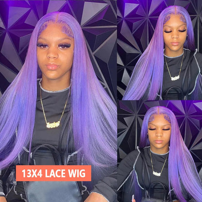Straight Purple HD Lace Front Human Hair Wigs For Women Pre Plucked Brazilian Colored 13x4 Lace Frontal Wig Glueless Wigs Sale Aliwig Official Store 5054205