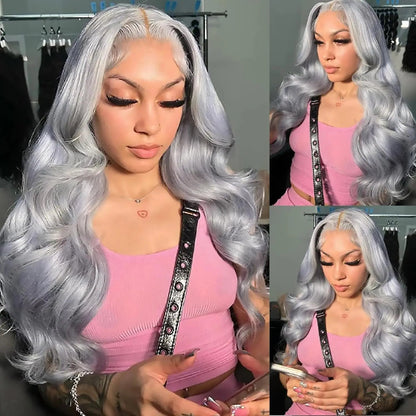 13x6 Silver Grey Body Wave Lace Front Human Hair Wigs Pre Plucked 613 HD Frontal Wigs Brazilian Cosplay Colored Human Hair Wig Fiquetel US Store Store no.: 1104072973