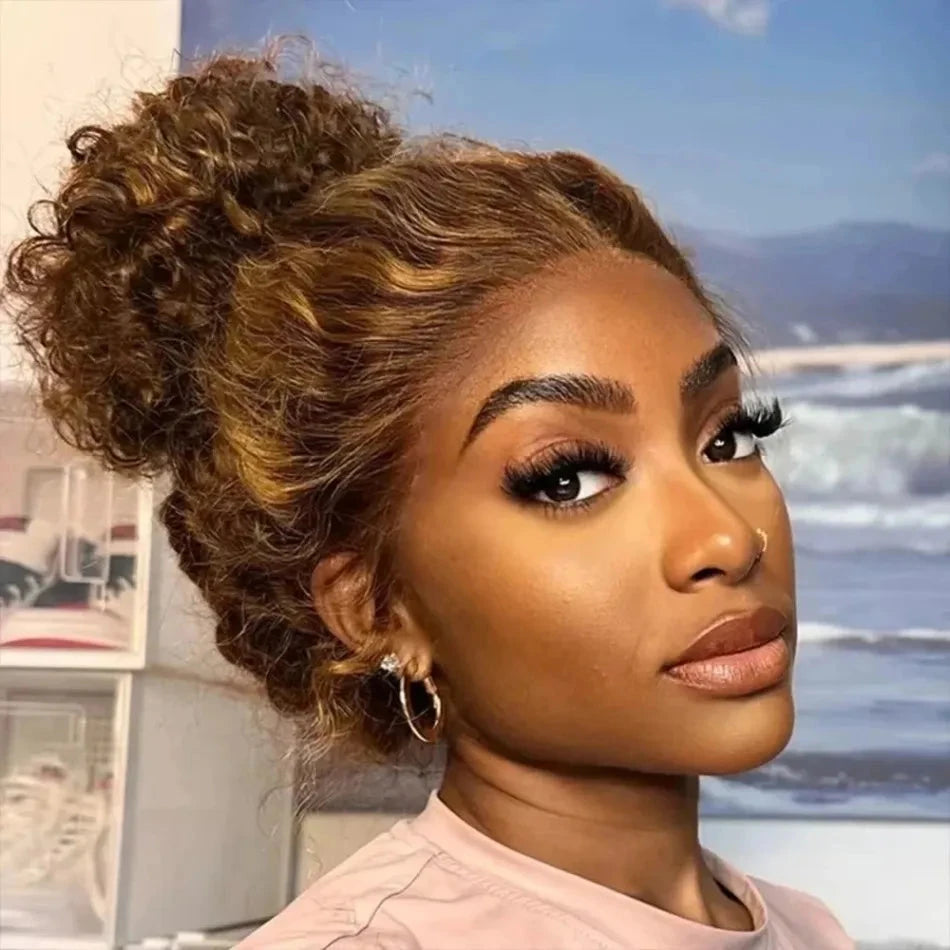 360 Full Lace Wig 427 Highlight Wig Human Hair Deep Wave Frontal Wig Honey Blonde 13X4 Curls Wigs Lace Front Frontal 250 Density SIXQUEEN Wig Store Store ID 1104602052