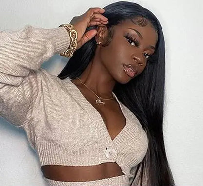 Bone Straight Wig 4x4 5x5 HD Lace – Natural Black – Sleek Botisi Wig Store 1105054533