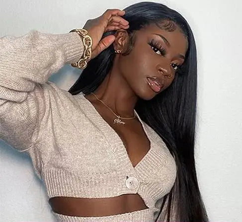 Bone Straight Wig 4x4 5x5 HD Lace – Natural Black – Sleek Botisi Wig Store 1105054533