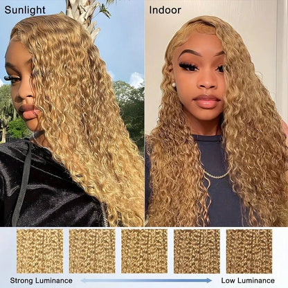 13x6 Deep Wave Lace Front Wigs Human Hair Honey Blonde HD Transparent Lace Frontal Wigs Human Hair #27 Curly Wigs Human Hair Wig HairStar Wigs