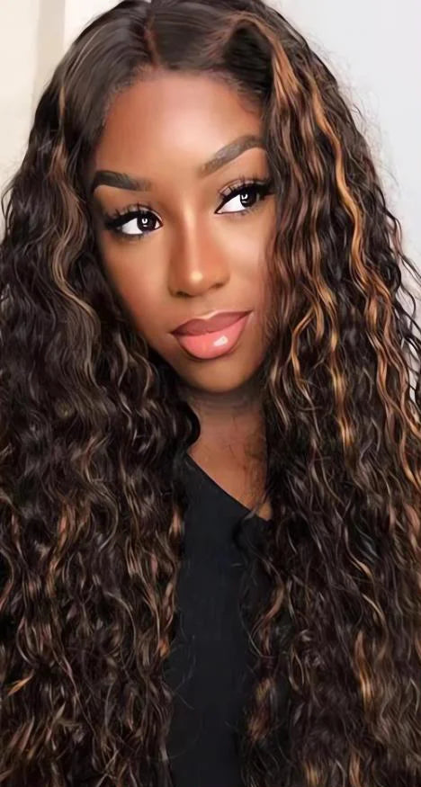 Highlight Wig Human Hair Curly 13X4 13X6 Hd Lace Frontal Wig Deep Wave Lace Front Wig P4/27 1B30 Ombre Colored Pre Plucked Wigs HairStar Wigs