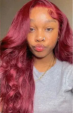 99j Burgundy Body Wave  13x4 Lace Frontal Wigs Human Hair body Wave 13x6 Lace Frontal Wigs 100% Human Hair Red Wine Colored Wig Store name Varlea US Store Store ID 1103575562