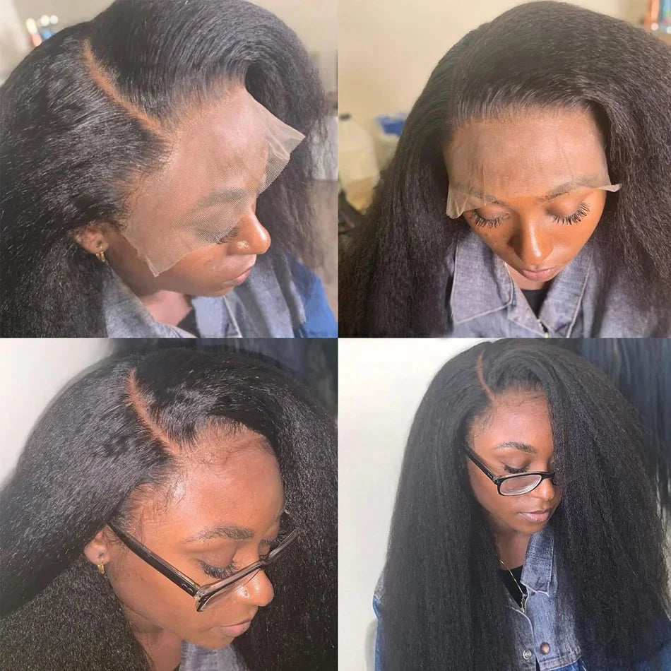 Kinky Straight Human Hair Wigs 13x4 Lace Front Human Hair Wigs For Women Brazilian Pre Plucked Yaki Straight Lace Frontal Wigs Qiwig Us Store Store ID 1104304813