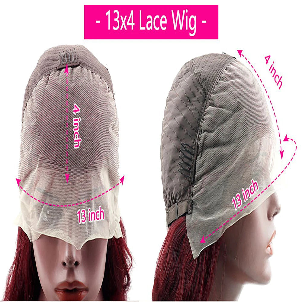 99J Burgundy 13x6 HD Transparent Lace Frontal Human Hair Wig Straight wig 13x6 Lace Front Human Hair Wig For Women 200 Density HairStar Wigs