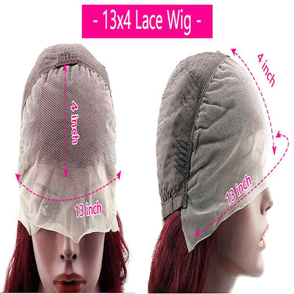 99J Burgundy 13x6 HD Transparent Lace Frontal Human Hair Wig Straight wig 13x6 Lace Front Human Hair Wig For Women 200 Density HairStar Wigs