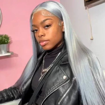 13x6 Silver Grey Straight Lace Front Human Hair Wigs Pre Plucked Verochic Store Store ID 1104704776