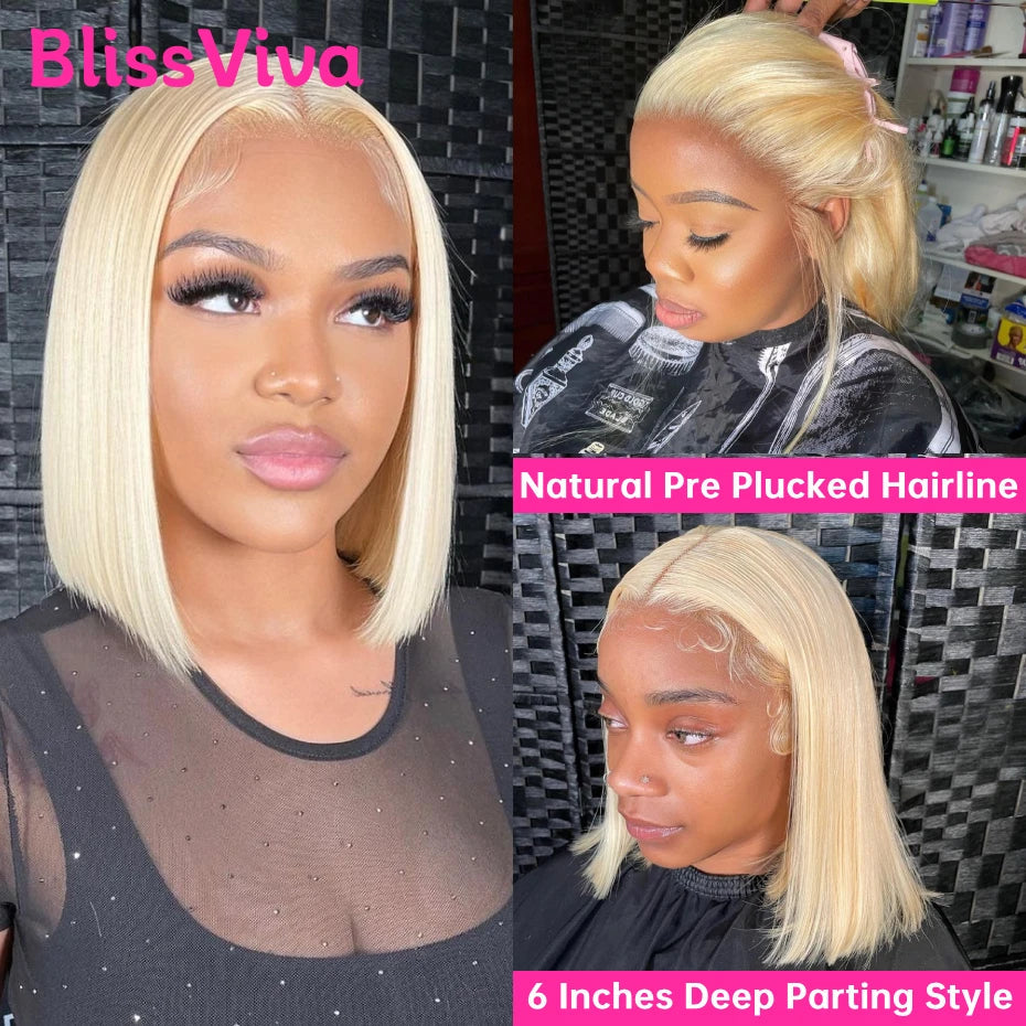 13x6 Short Bob Wigs Silver Grey Lace Front Wigs Human Hair Pre Plucked Ash Gray Blonde 613 Lace Frontal Wig Human Hair Bob Wig BlissViva Hair Store 1103372311