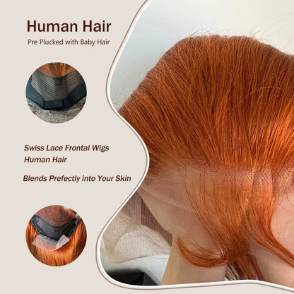Ginger Orange 13x6 Lace Front Wigs Human Hair 200% Density Body Wave Wig 350 Colored Human Hair Wig Pre Plucked XCLS Beauty Hair Store Store ID 1104268357