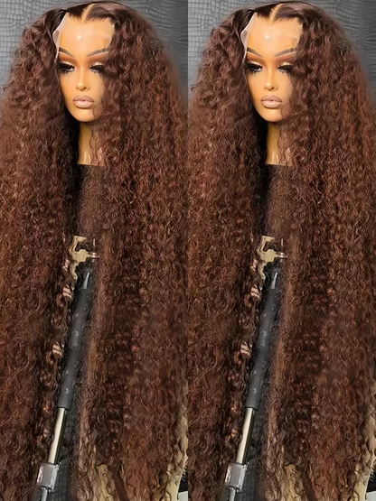 200 Density Water Wave Curly Wigs Human Hair Chocolate Brown 13x4 13x6 Hd Lace Frontal Wig 100% Colored Deep Wave Lace Front Wig Lowell Lace Wig Store 1105062522