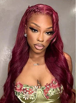 99j Burgundy Bone Straight Lace Front Human Hair Wig 36 Inch 13x6 Pre Plucked Premium Red Straight Lace Frontal Human Hair Wig Sierde Hair Store Store ID 1104033622