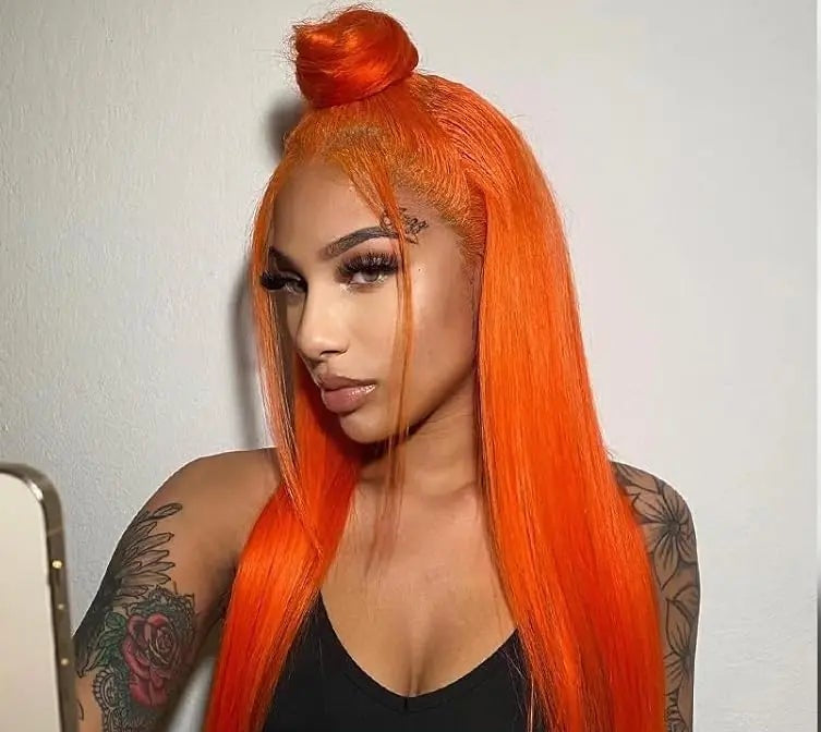 Ginger Wig Human Hair 13x6 Lace Front Wig Straight HD Transparent Pre Plucked 220% Density #350 Colored Human Hair Wig For Women HairStar Wigs