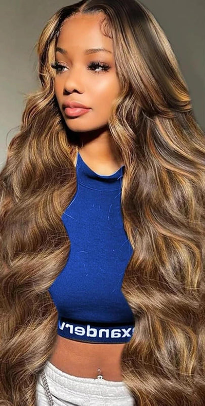 Body Wave P/427 Honey Blonde Highlight Wig Human Hair 13x4 13x6 Lace Front Human Hair Wigs Lace Frontal Wig For Black Women Wigs Lovely Princess Hair Store 1103403046