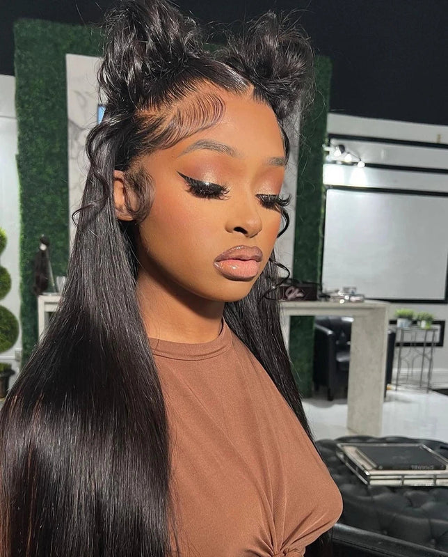 30 40 Inch Bone Straight 360 Full Lace Wig Brazilian Human Hair 250% Density Pre Plucked 13x6 HD Lace Front Wig For Black Women CurlFusion Store ID 1105216964