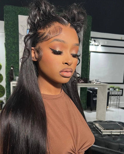 30 40 Inch Bone Straight 360 Full Lace Wig Brazilian Human Hair 250% Density Pre Plucked 13x6 HD Lace Front Wig For Black Women CurlFusion Store ID 1105216964