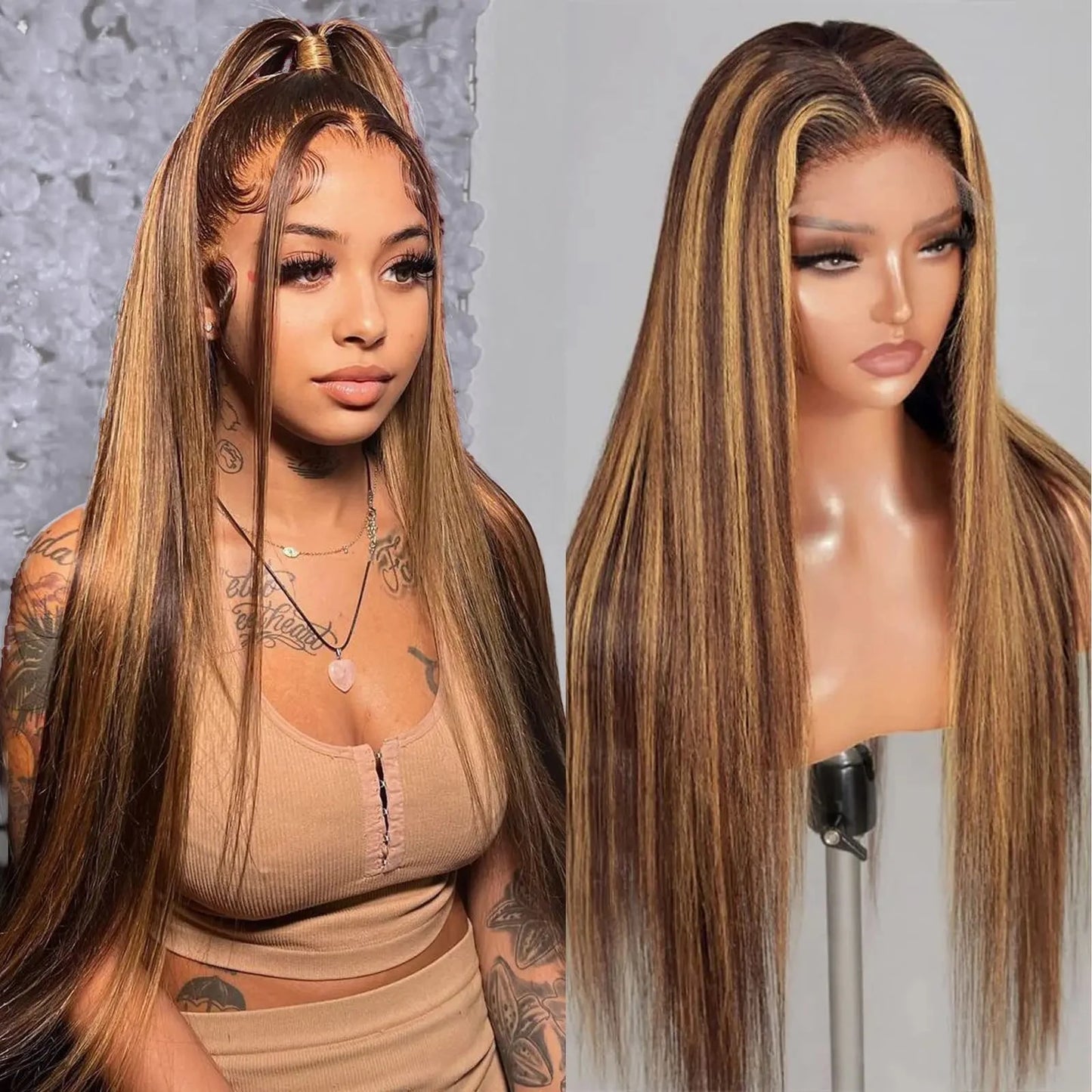 Highlight Wig 13x6 Hd Lace Frontal Wig Natural Hairline PrePlucked 30 Inch 13x4 Honey Blonde Straight Lace Front Wigs Human Hair Lafino Beauty Hair US Store Store ID 1103585107