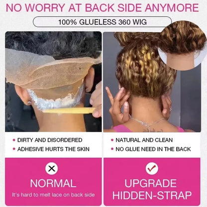 360 Full Lace Wig 427 Highlight Wig Human Hair Deep Wave Frontal Wig Honey Blonde 13X4 Curls Wigs Lace Front Frontal 250 Density SIXQUEEN Wig Store Store ID 1104602052