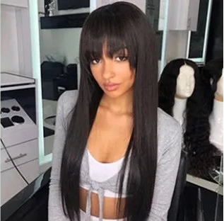3x1 Middle Part Lace Wig Bone Straight Cheap Wigs 250 Density Full Machine Made Human Hair Wig with Bangs on Clearance Sale HairStar Wigs