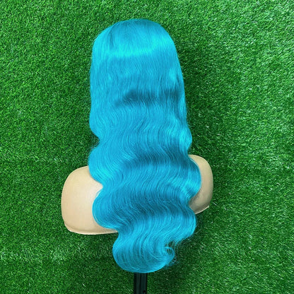 Mint Green Brazilian Human Hair Wig 13X6 HD Transparent Lace Front Pre Plucked 180 250 Density Body Wave 28 Inch Wigs For Women XINXIYA WIG US Store Store ID 1103576649