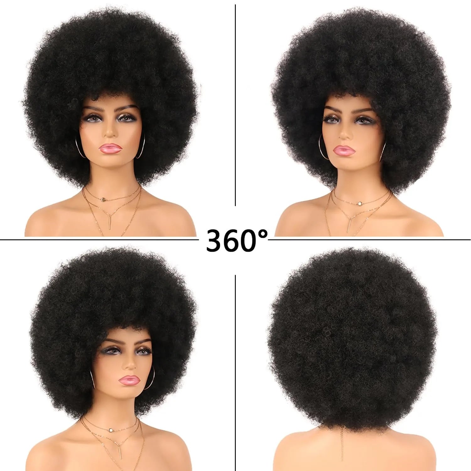 Cheap Short Fluffy Afro Curly Wigs For Women Human Hair Brazilian Hair Glueless Human Hair Afro Wigs Full Machine Made Wig Wig Queen US Store Store ID 1103587128